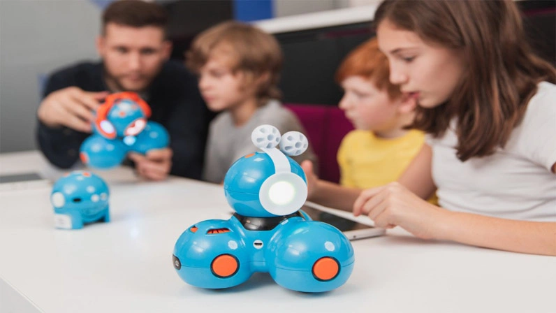 Kids are playing with smart toys