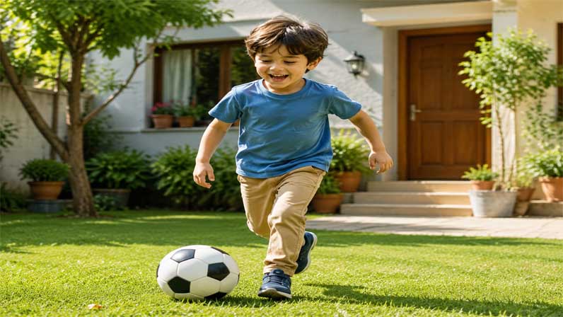 Kid is playing outdoor