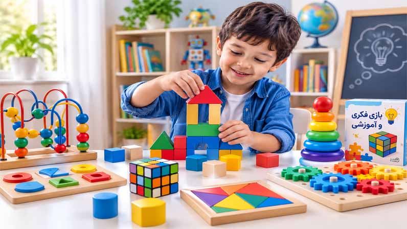 Boy is playing with toys