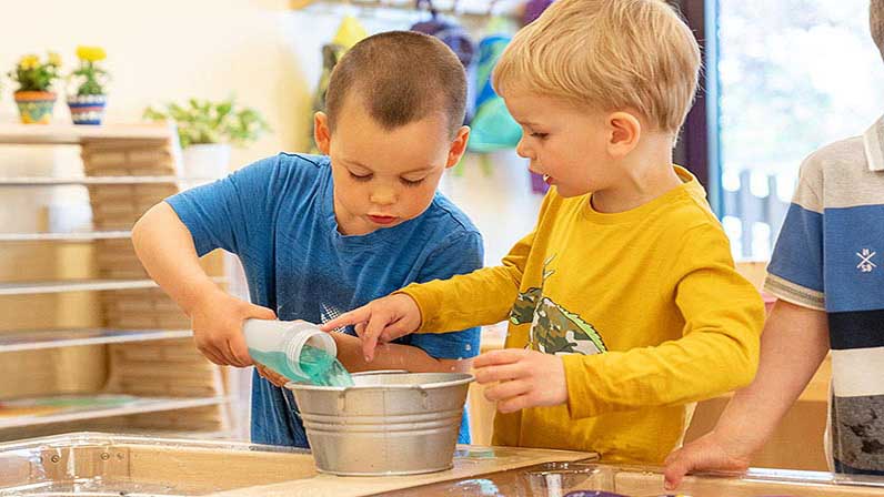 Kids are playing with water