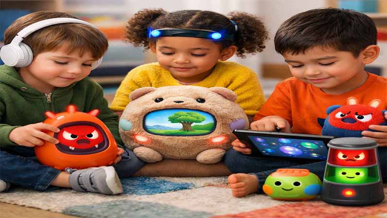 Kids are playing with toys
