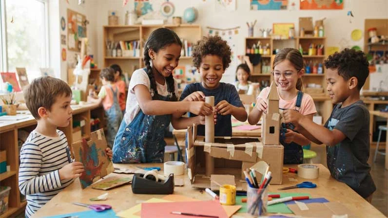 Kids are creating the house