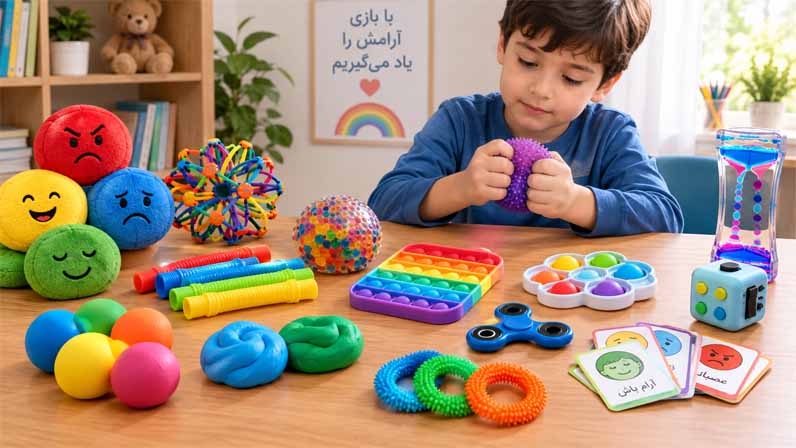 Kid play with toys
