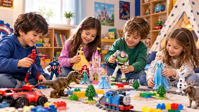 Kids are playing with toys